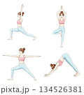 ヨガをする女性 4種類 134526381