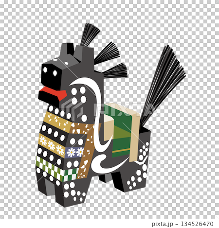 Chagu Chagu Horse (black), a wooden carved horse that brings good fortune 134526470