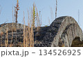 冬の古い石造りのアーチ橋 134526925