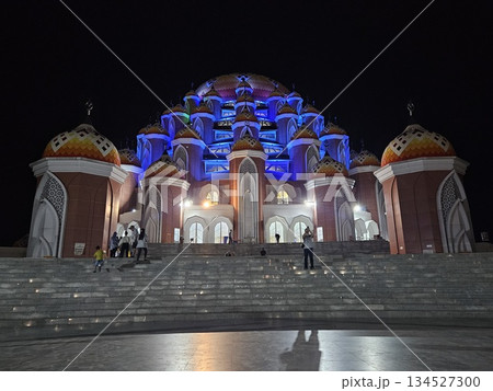 This is mosque dome in Makasar at night 134527300