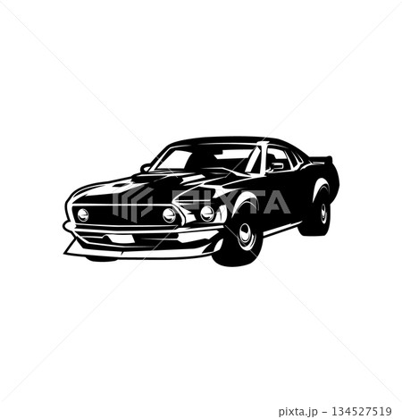American muscle car logo design. Premium vector logo, badge, emblem, sticker design. Isolated eps 10 134527519
