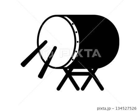 和太鼓のアイコン　モノトーン 134527526
