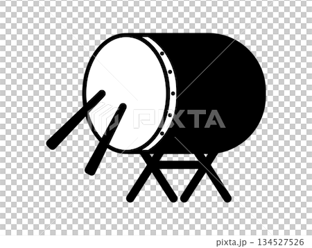 和太鼓のアイコン　モノトーン 134527526