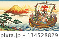 日の出と宝船 134528829