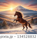 日の出と跳ね馬 134528832