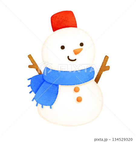 手描きかわいい雪だるまのイラスト 134529320