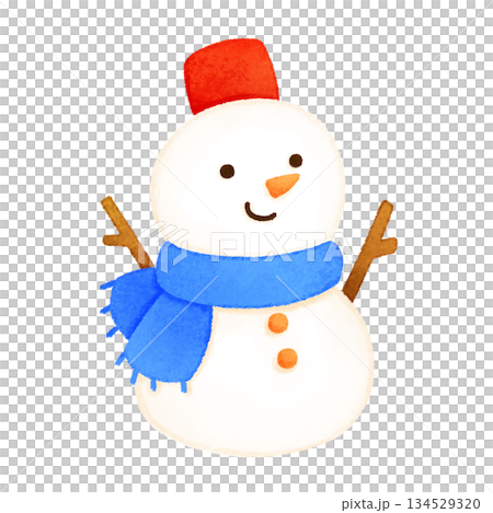 手描きかわいい雪だるまのイラスト 134529320