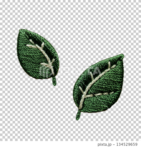 刺繡葉子圖案，手工刺繡植物設計材料 134529659