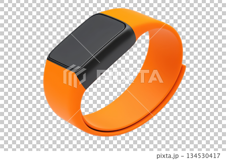 A modern orange fitness tracker with a sleek black display, designed for health monitoring and activity tracking. A modern orange fitness tracker with a sleek black display, designed for health monitoring and activity tracking. 134530417