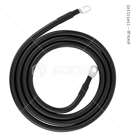 electrical cable with terminals insulated on white background 134531145