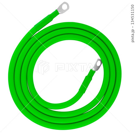 electrical cable with metal contacts insulated on white background electrical cable with metal contacts insulated on white background 134531150