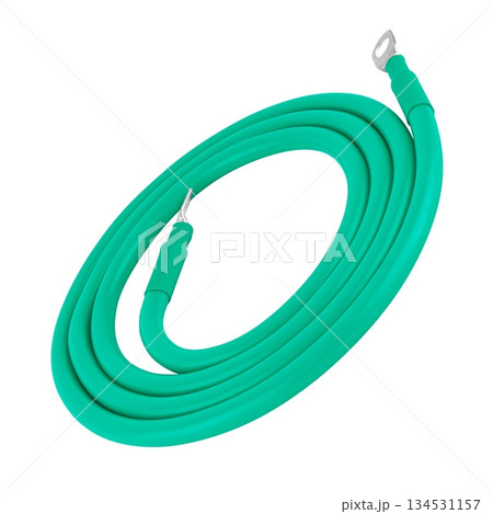 electrical cable with metal contacts insulated on white background 134531157