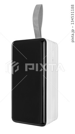 external portable battery for charging your phone and other gadgets, on a white background in insulation 134531188