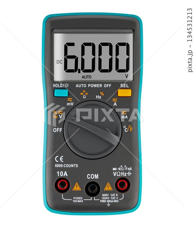multimeter, measuring instrument of various characteristics of an electrical signal, on a white background in insulation 134531213