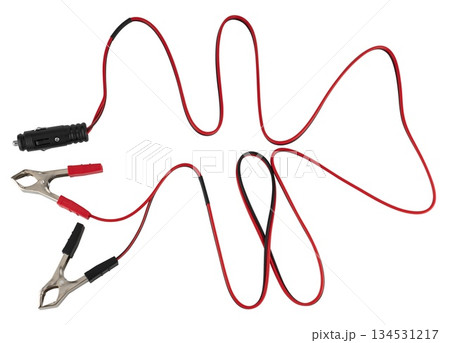 insulated electric connection wires, insulated on white background, insulated 134531217