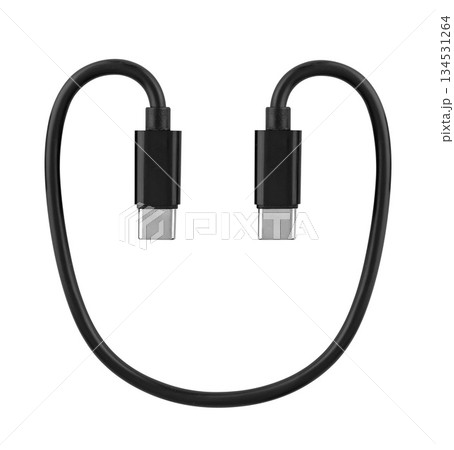 cable with Type-C, on white background in insulation 134531264