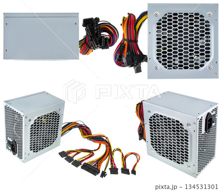 computer power supply, on white background in insulation 134531301