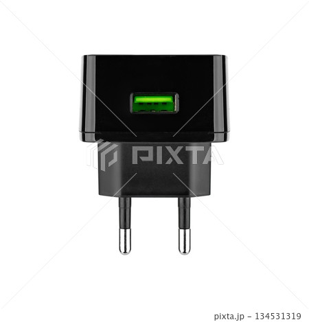 power adapter for phone, on white background in insulation 134531319