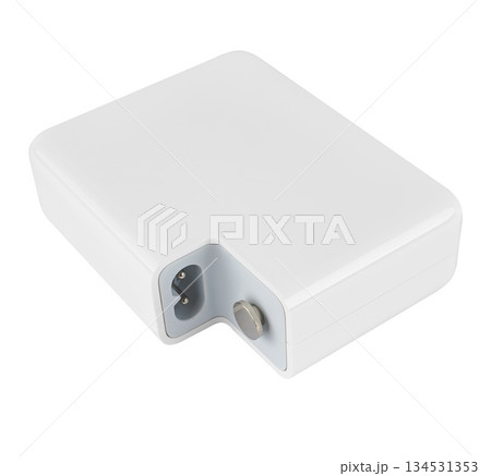 laptop power adapter, on white background in insulation 134531353
