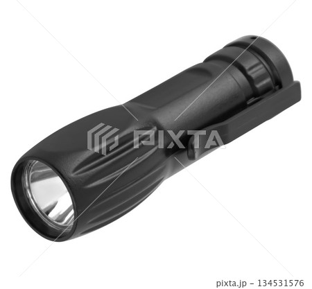 LED camping flashlight, on a white background in insulation 134531576