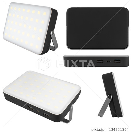 LED lantern with stand, on white background in insulation 134531594