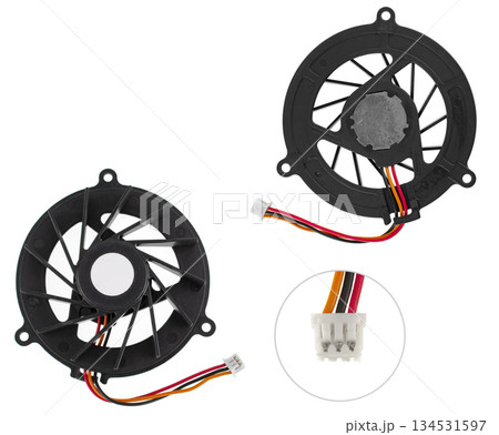 Fan, active cooling, laptop part, on white background in insulation 134531597
