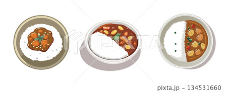カレーライスのベクターイラストセット 134531660