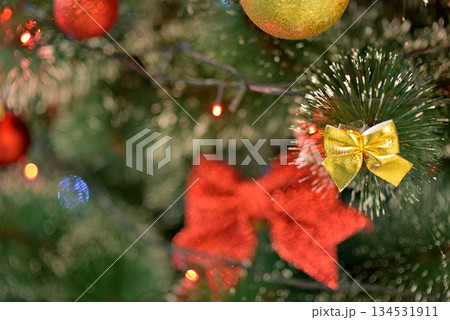 Close-Up of Christmas Tree Decorations 134531911