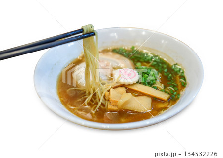Top view of Pork Udon, focus selective 134532226