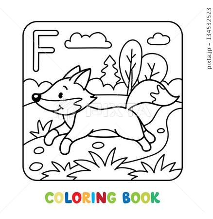 Funny fox. Alphabet F. Animals coloring book 134532523