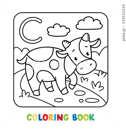 Funny cow. Animals coloring book for kids Funny cow. Animals coloring book for kids 134532534