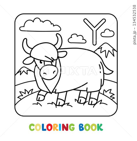 Funny yak. Animals coloring book for kids Funny yak. Animals coloring book for kids 134532538