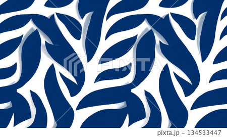 Abstract blue leaf pattern design on white background Abstract blue leaf pattern design on white background 134533447