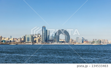 A serene waterfront of Baku, Azerbaijan. Modern cityscape 134533463
