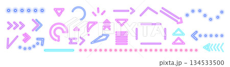 Colorful neon arrows in various shapes for modern design Colorful neon arrows in various shapes for modern design 134533500