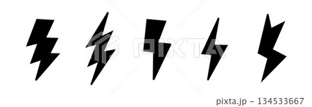 Bold lightning bolt icons for graphic design projects 134533667