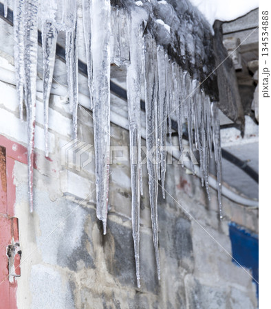 icicle, frozen water icicle, frozen water 134534888