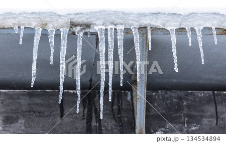 icicle, frozen water icicle, frozen water 134534894