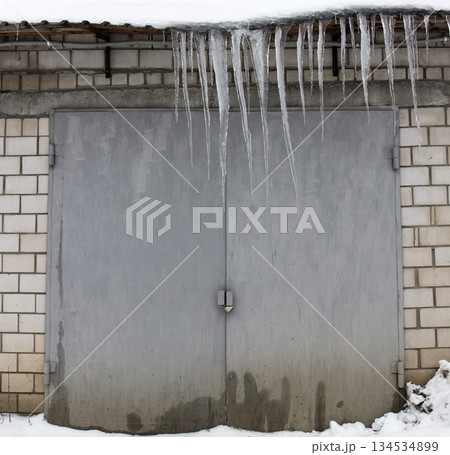 icicle, frozen water icicle, frozen water 134534899