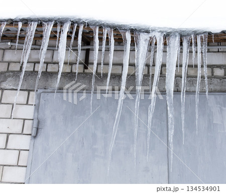icicle, frozen water icicle, frozen water 134534901