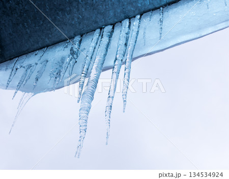 icicle, frozen water icicle, frozen water 134534924
