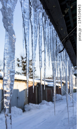 icicle, frozen water icicle, frozen water 134534943