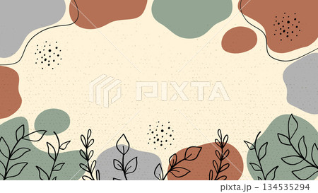 Bohemian Plants Stones Pastel Color Banner Background. Bohemian Plants Stones Pastel Color Banner Background. 134535294