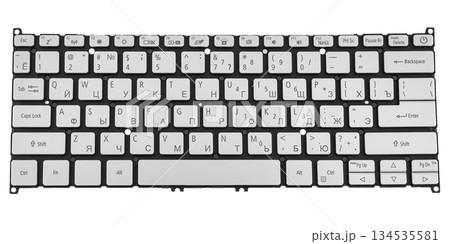 Laptop keyboard, laptop spare part, on white background in insulation Laptop keyboard, laptop spare part, on white background in insulation 134535581