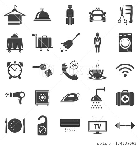 Household Icons Set. Household Appliances and Home Devices Vector Collection with Kitchen, Bathroom, Electronics, Furniture Symbols. Minimal Household Pictograms for UI, Apps, Maps, Infographics 134535663