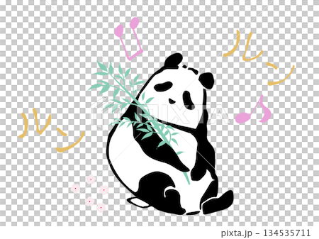 熊貓插畫~2~ 熊貓抱著它最喜歡的竹子 134535711