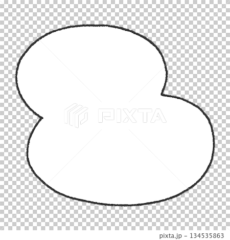 A hand-drawn frame made of two overlapping ovals (with a white background inside) 134535863