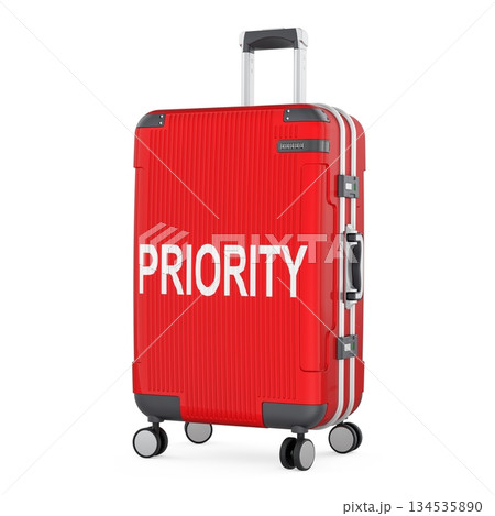 Priority boarding concept with red suitcase. 3D rendering 134535890