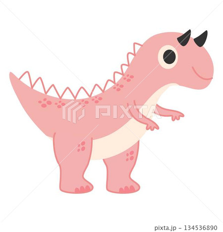 Cute dinosaur doodle cartoon illustration 134536890
