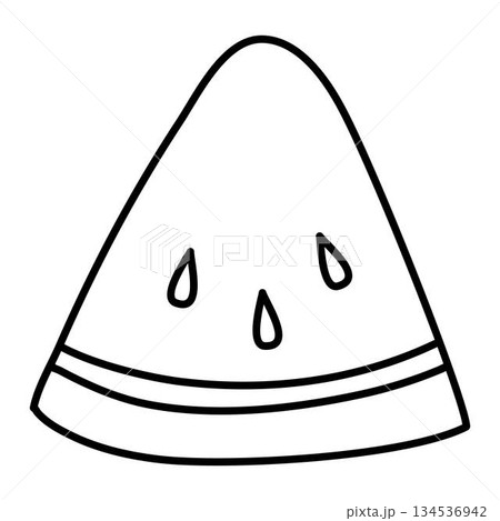 Slice of Watermelon Coloring Page outline 134536942